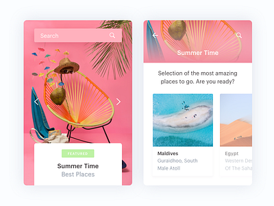 Summer Time app card concept daily ui design freelance summer travel ui