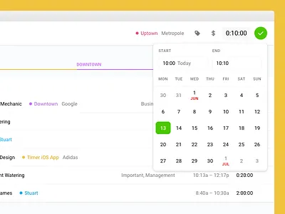 Calendar app calendar dropdown list ui web