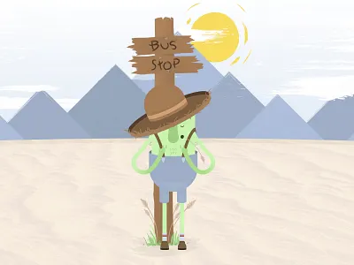 Character Design animation bus stop character design mountains texture