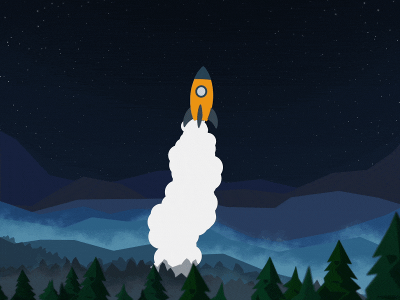 weexplain.it animation explainer gif logo logotype motion mountains nature rocket smoke space stars