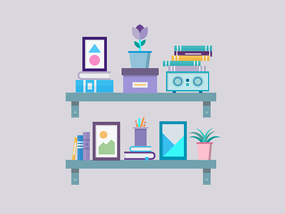 Shelves design flat illustration