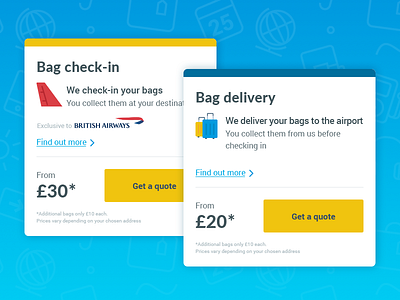 Product Segmentation bag cards check in