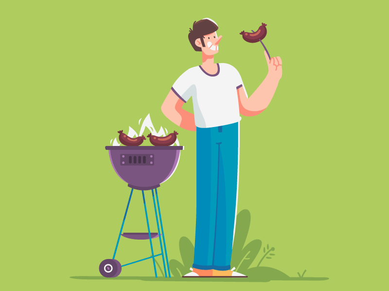 BBQ bbq character design fireart fireart studio sausage party