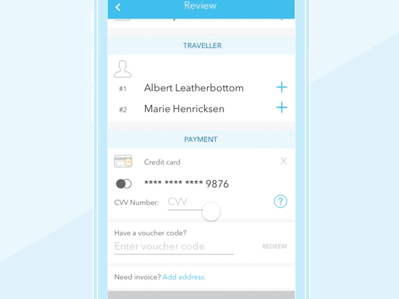 Credit Card CVV app booking credit card cvv flights framer ios microinteraction mobile ui ux validation