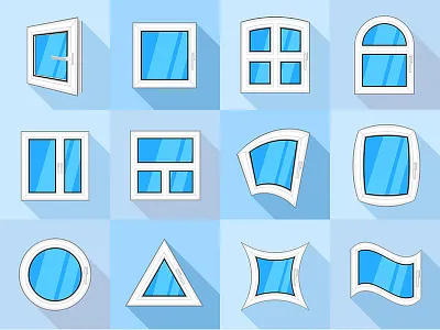 Plastic Window Forms Flat Icons flat forms icons plastic window