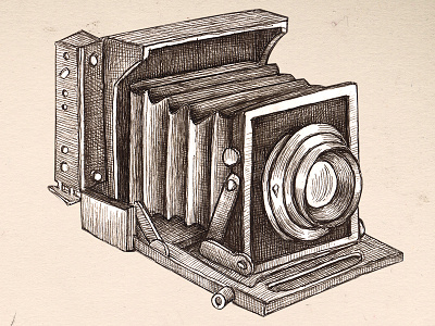 Camera 10 drawing hand drawn inking kzloty print