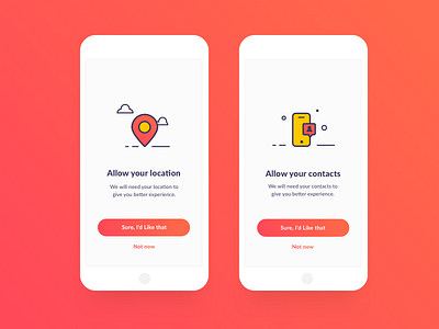 App Location And Contact Permissions screens app contact design gradient icon location mobile permission ui ux