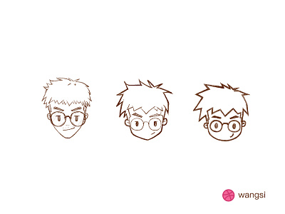 Self-portrait Process glasses， self portrait sketch ui ux.drawing