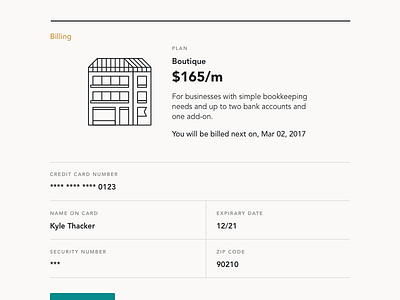 Billing Info account billing credit card details profile settings