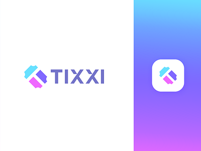 Tixxi Logo ( T for Ticket ) app booking events flat icon logo logotype minimal modern movie ticket tickets