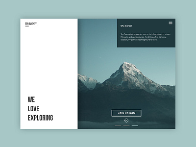 Ten Twenty landing page minimal ui