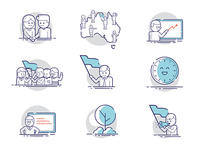 flat illustration set for FairGo flat illustration fun icon set minimalist