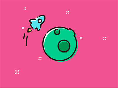 Line Style ae illustration rocket space star