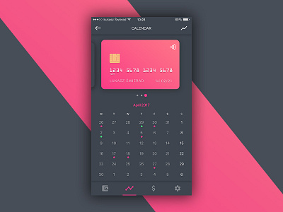 Wallet/Credit Cards - Calendar app banking calendar card credit interactions payment ui ux wallet