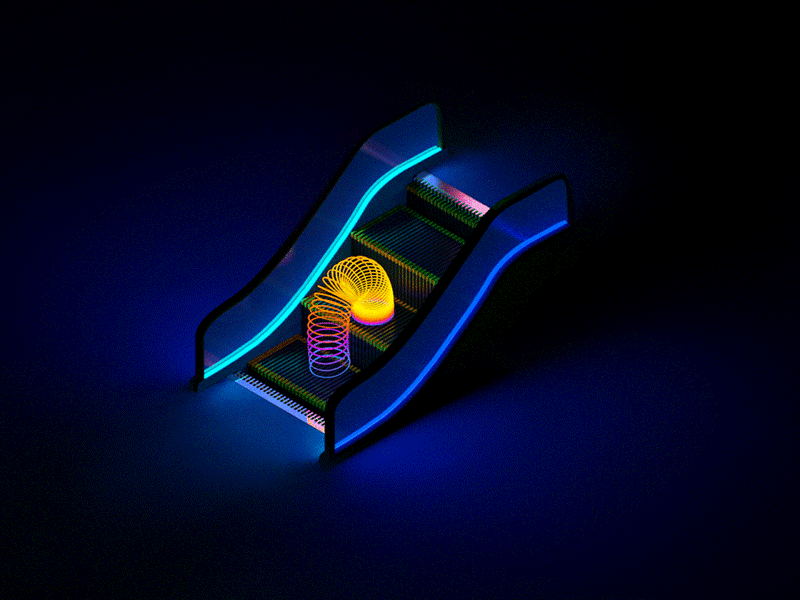 Slinkalator | Addicted Series. animation c4d escalator gif night simple slinky