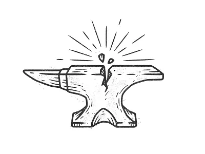 Broken Anvil anvil badge chris lago illustration logo monoline patch