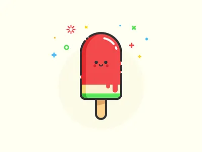Watermelon Ice cream character cream cute ice icon illustration summer watermelon