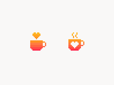 [Neska] Logo concept coffe cup heart logo pixel pixelart