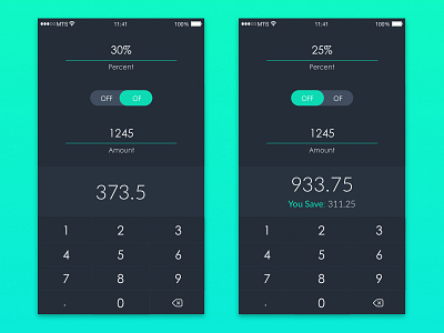 Percentage Calculator app calculator ios ui ux