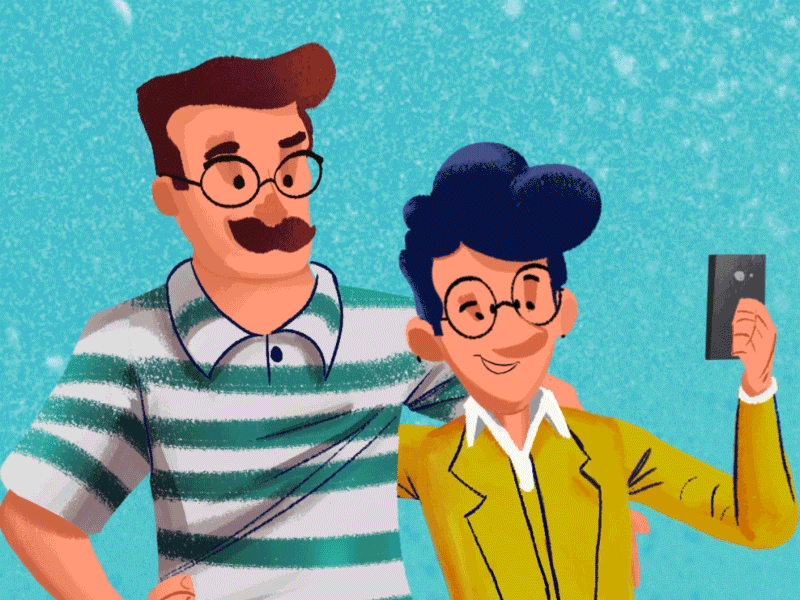 Selfie animation character illustration motion graphics selfie