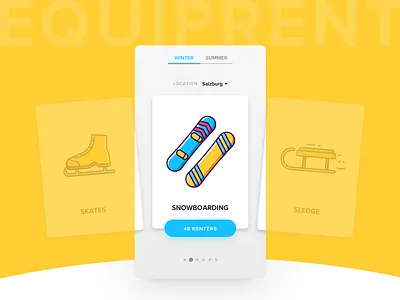 EquipRent card equipment filter location mobile rent sport summer ui ux winter