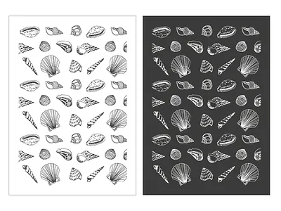 Shell Pattern hand drawn linear ocean pattern seaside shells