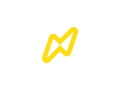 N+Lightning brand clean electric electricity letter logo logotype m minimal white yellow