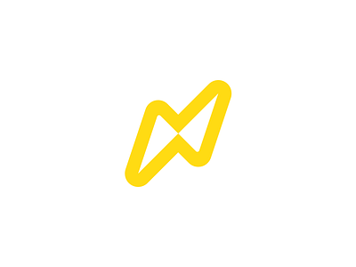 N+Lightning brand clean electric electricity letter logo logotype m minimal white yellow