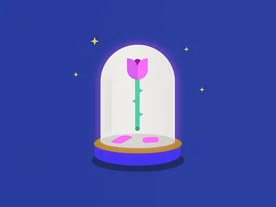 Until the Last Petal Falls beauty and the beast cloche design icon illustrator rose vector