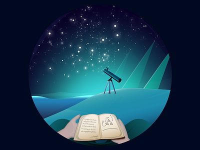 Perspective - Constellation book constellation gradient illustration love pyramids shadows sky stars telescope universe