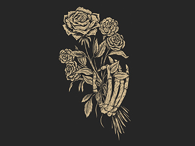 Rose art bouquet drawing floral flowers illustration pen rose skeleton