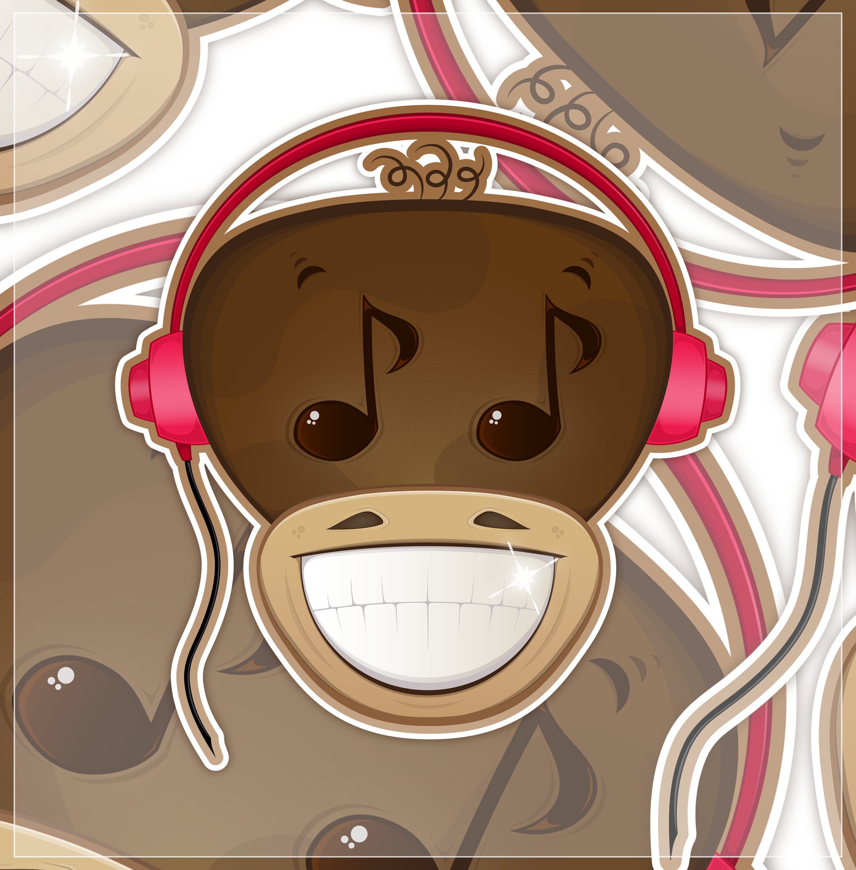 Disco Monkey disco headphones illustration monkey music pink smile sticker vector vector illustration