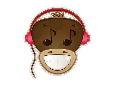 Disco Monkey disco headphones illustration monkey music pink smile sticker vector