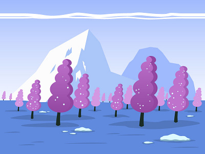 Purple Tree Forest Game Background 2d background flat game mountain parallax purple snowy tree