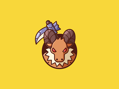 Baphomet and Crescent Scythe baphomet dribbble evesnowtear flat icon logo ragnarok shot vector