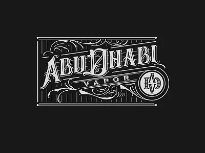 Abu Dhabi Vapor black white brand branding works classic details graphic hand lettering high details logo logotype vector vintage