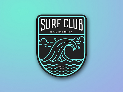 Surf Club Logo badge brand branding design emblem identity illustration illustrator logo surf surfing