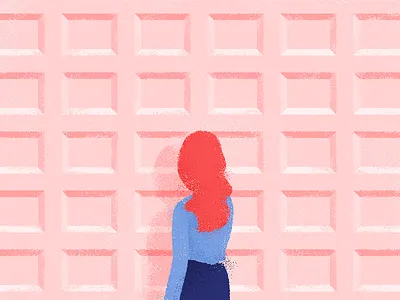 Standing on pink garage girl grain illustration illustrator photoshop pink red head texture