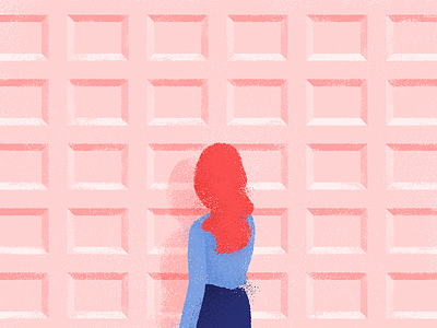 Standing on pink garage girl grain illustration illustrator photoshop pink red head texture