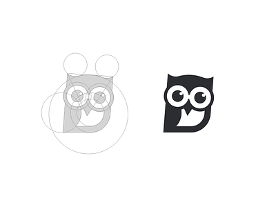 Owl animal brand clever grid logo mark minimal minimalist noctural owl smart