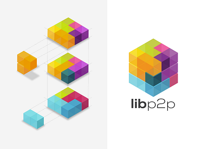 Logo libp2p project blue colors cube logo orange pink project tetris yellow