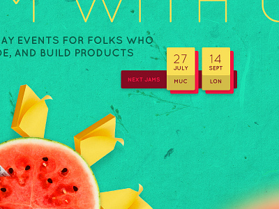 Event Website Draft date design event fruit jam melon note sticky teal typo website