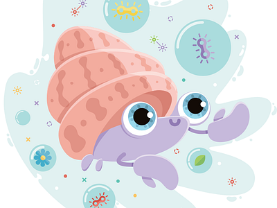 Crab animal character color design illustration product water