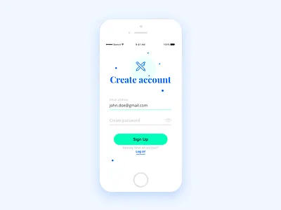 Sign Up Form app blue clear dots green minimal modern signup web app web design