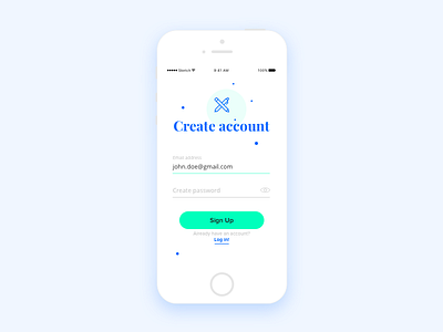 Sign Up Form app blue clear dots green minimal modern signup web app web design