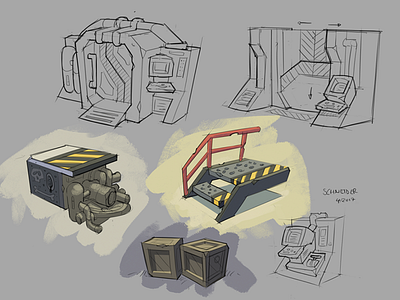 Sketches conceptart digitalart digitalpainting gamedev illustration indiedev photoshop prop scifi sketch space