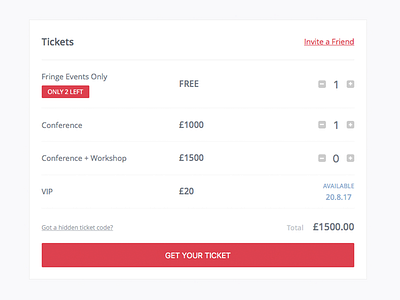 Ticketing Widget tickets