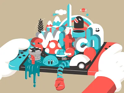 Switch fun illustration mariobros nintendo switch videogame