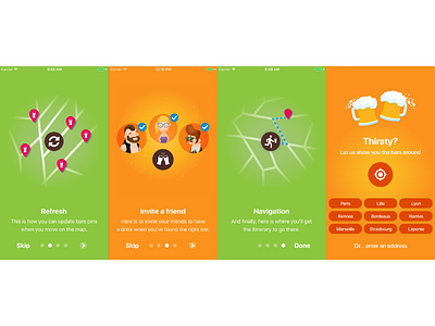 MisterGoodBeer – Mobile app onboarding flow app beer friends intro mobile mobile app mobile ui navigation onboarding refresh thirsty tutorial