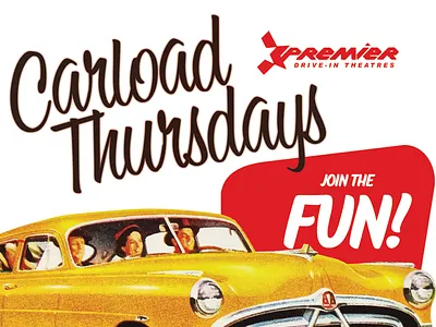 Carload drive in movies retro theatre. 50
